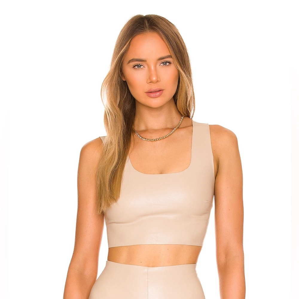 Commando Faux Leather Crop Top in Sand